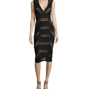 CINQ à SEPT Nile Black Dress Turtleneck Midi Ruffle Trim Lace Cocktail LBD 2
